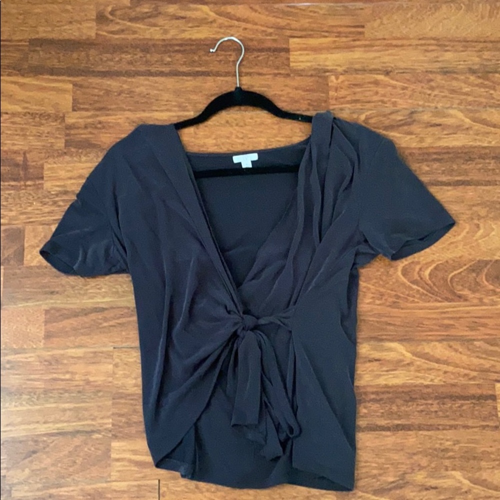 NORDSTROM BP - Tie Front Low V Neck Top